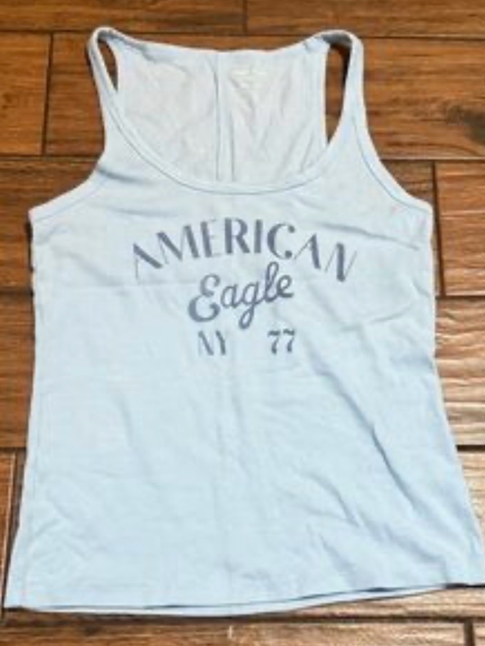 American Eagle Light Blue Ribbed Tank - AMERICAN EAGLE NY 77 M
